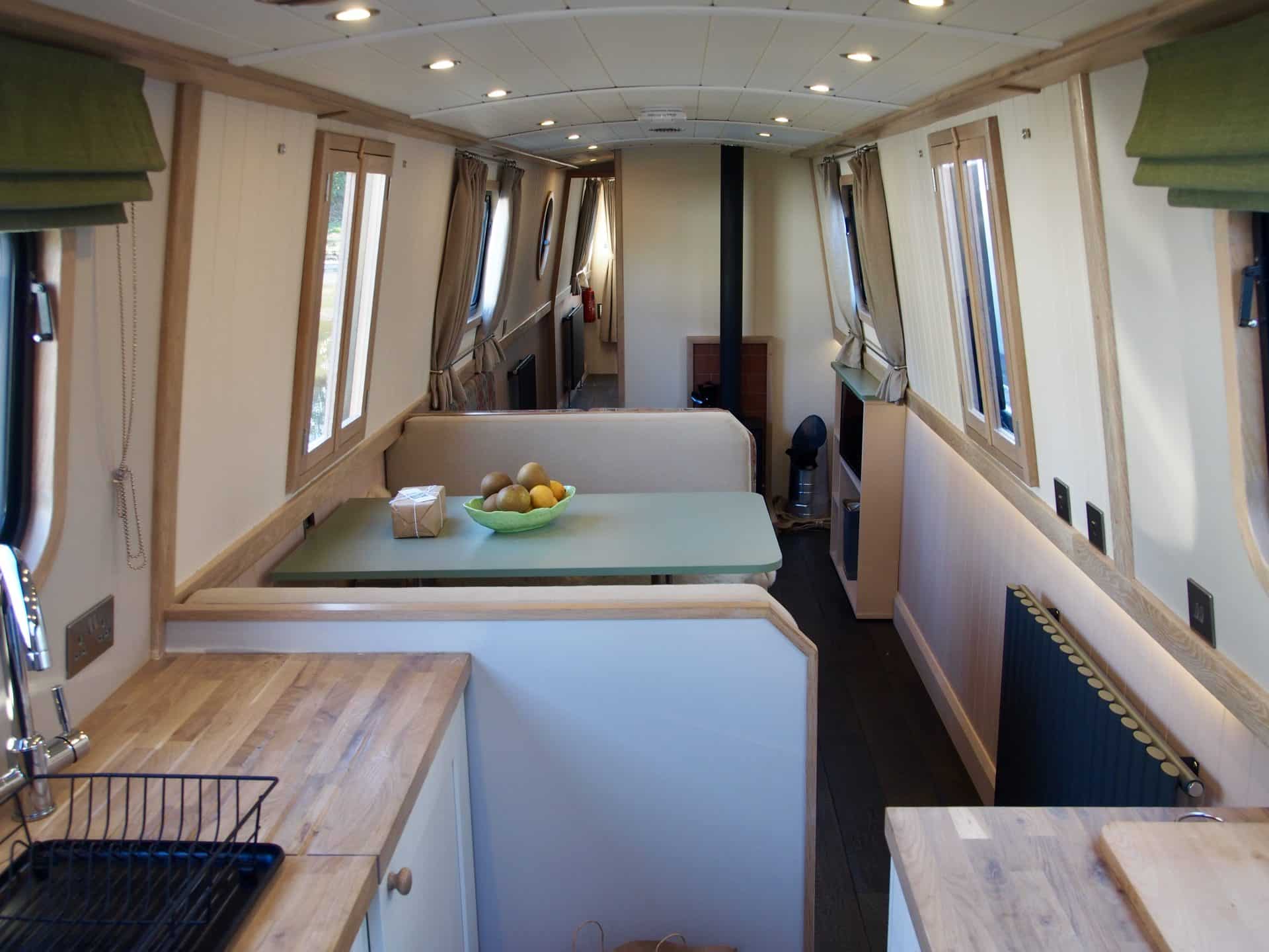custom canal boat build interior