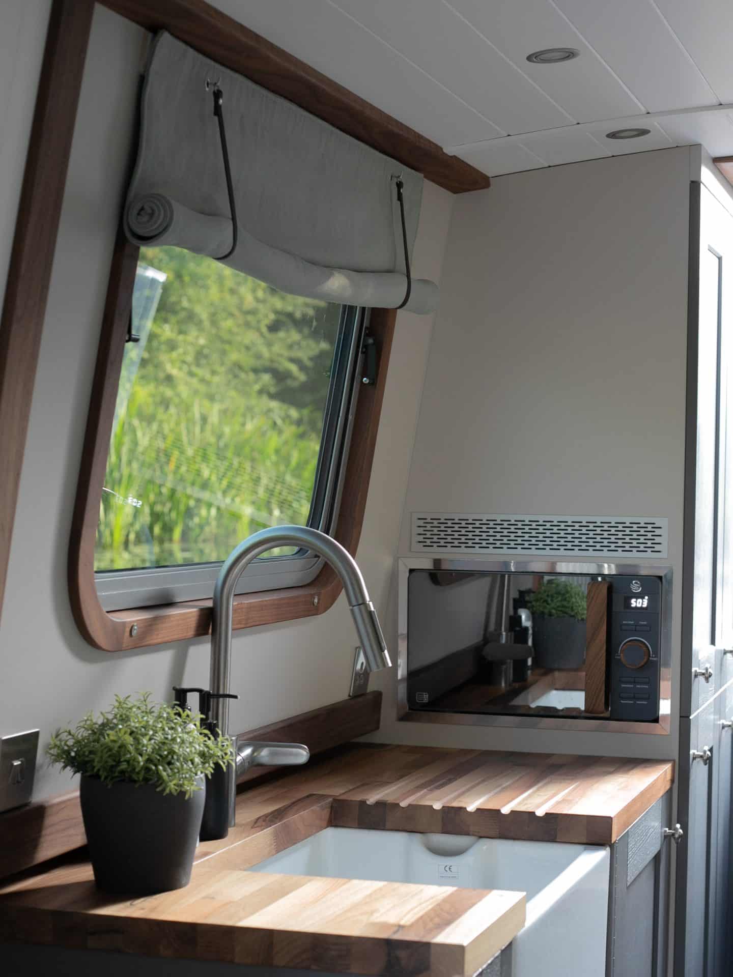 custom canal boat build interior galley
