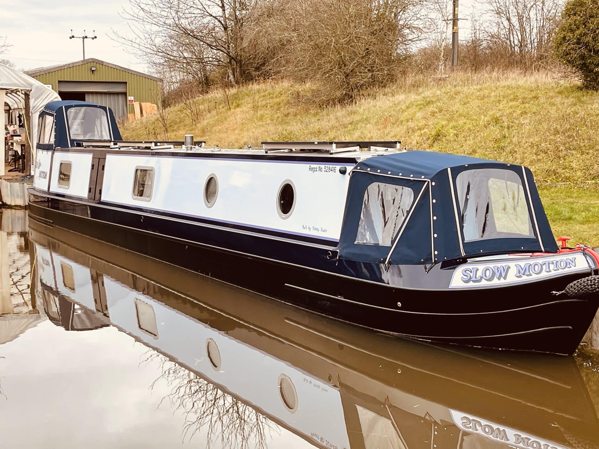 'slow motion' hand painted custom canal boat exterior