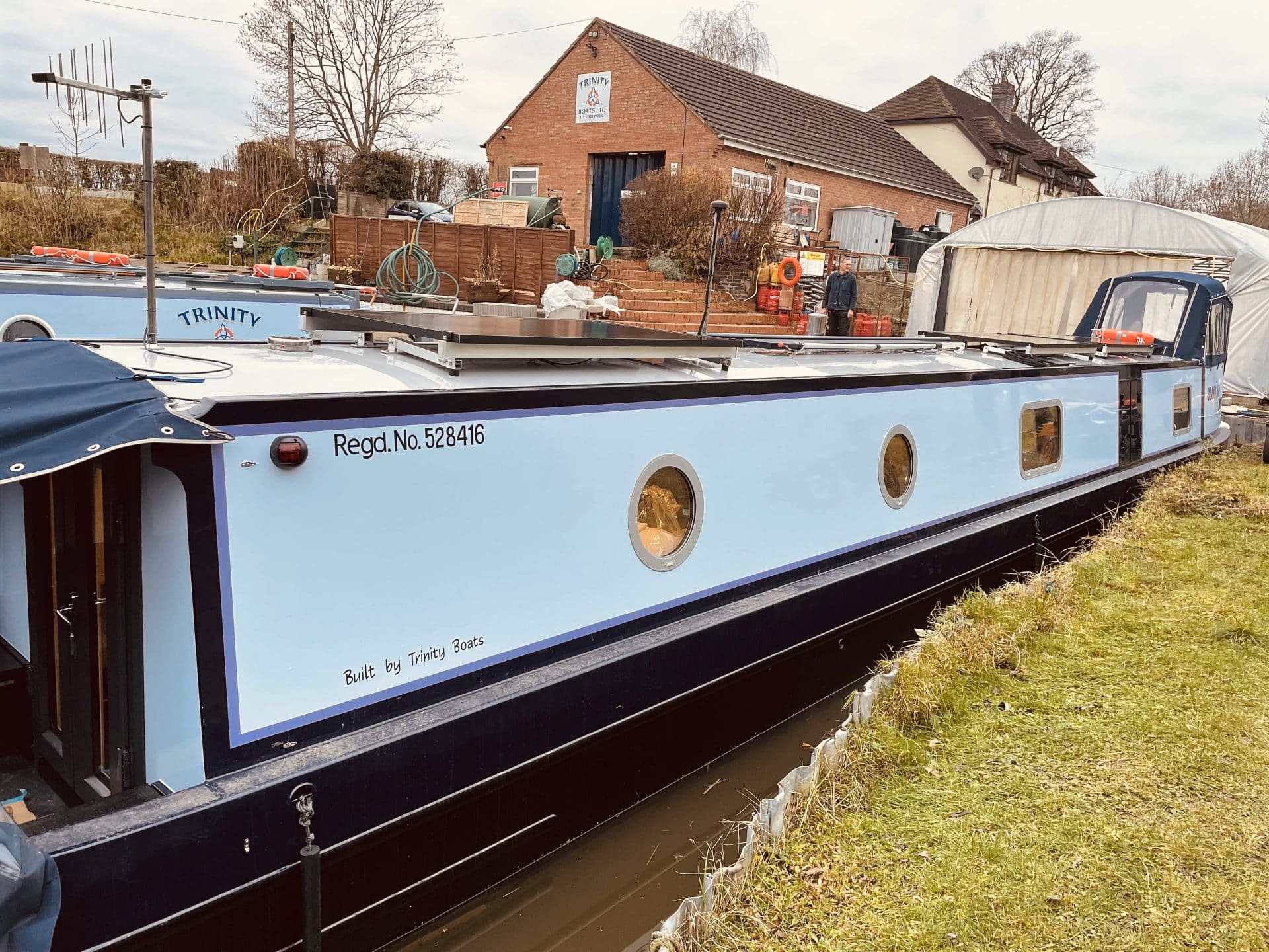 side view 'slow motion' hand painted custom canal boat exterior