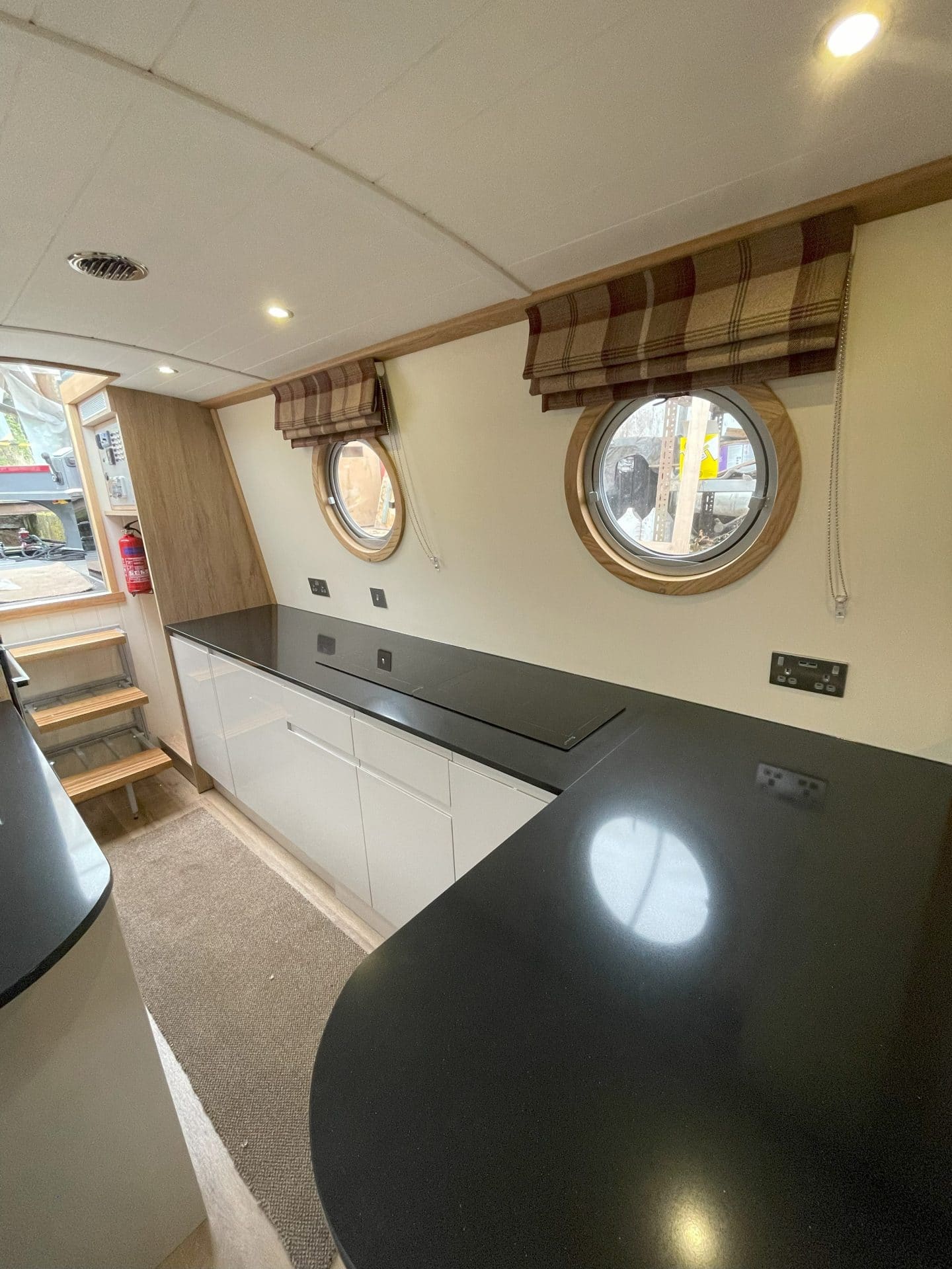 custom boat build interior kitchen