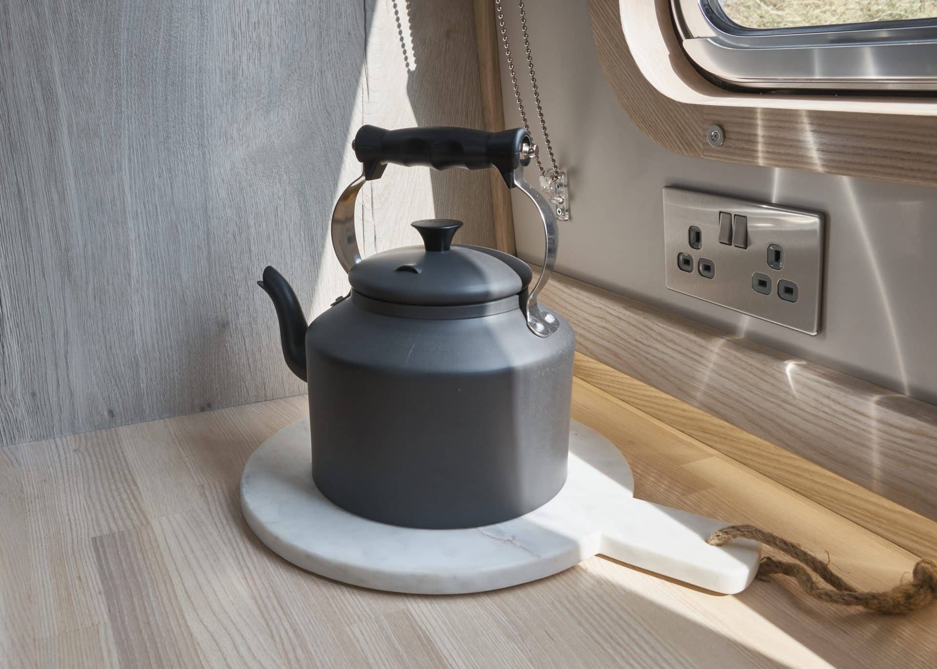 custom barge new boat build kitchen kettle