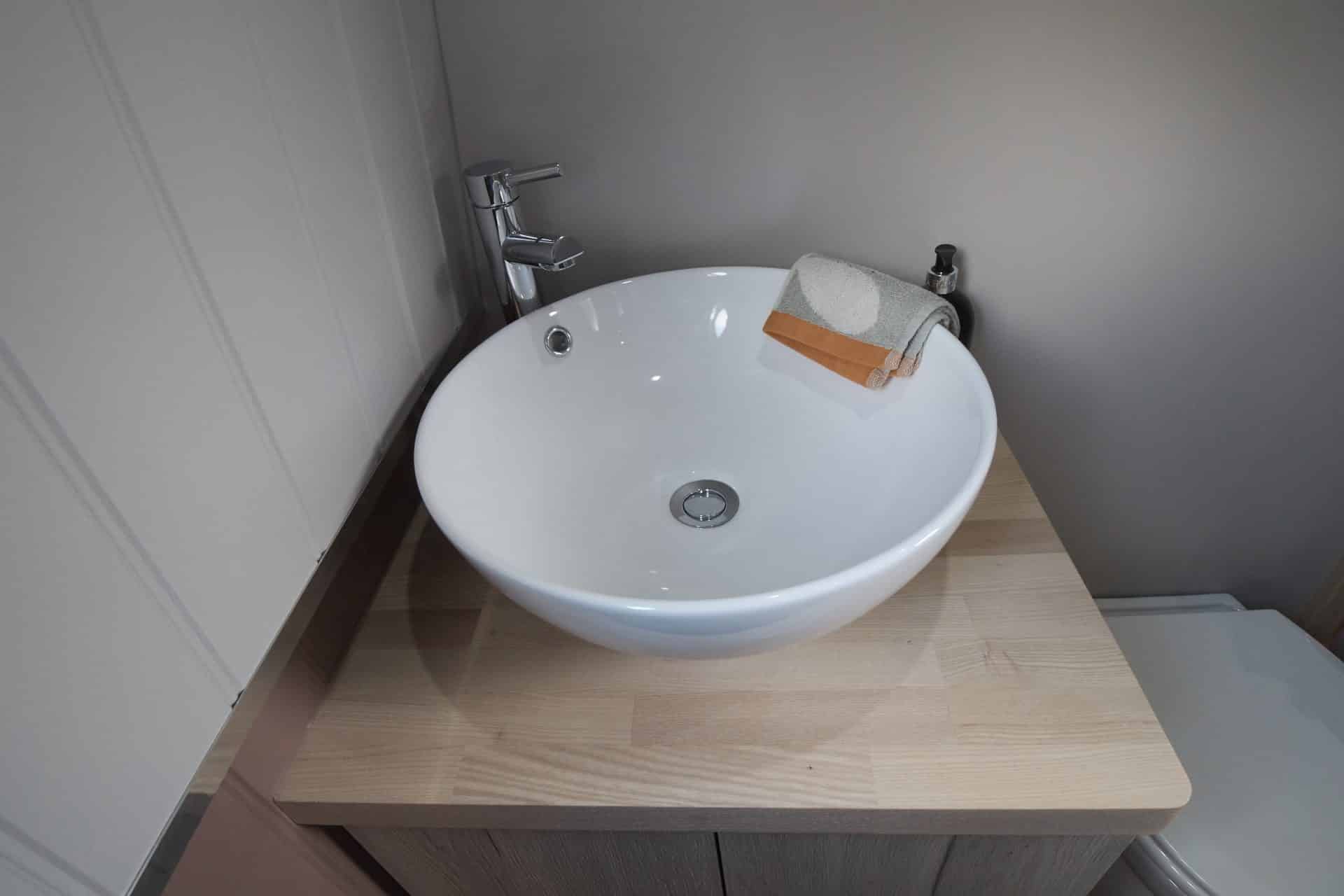 custom barge new boat build bathroom sink
