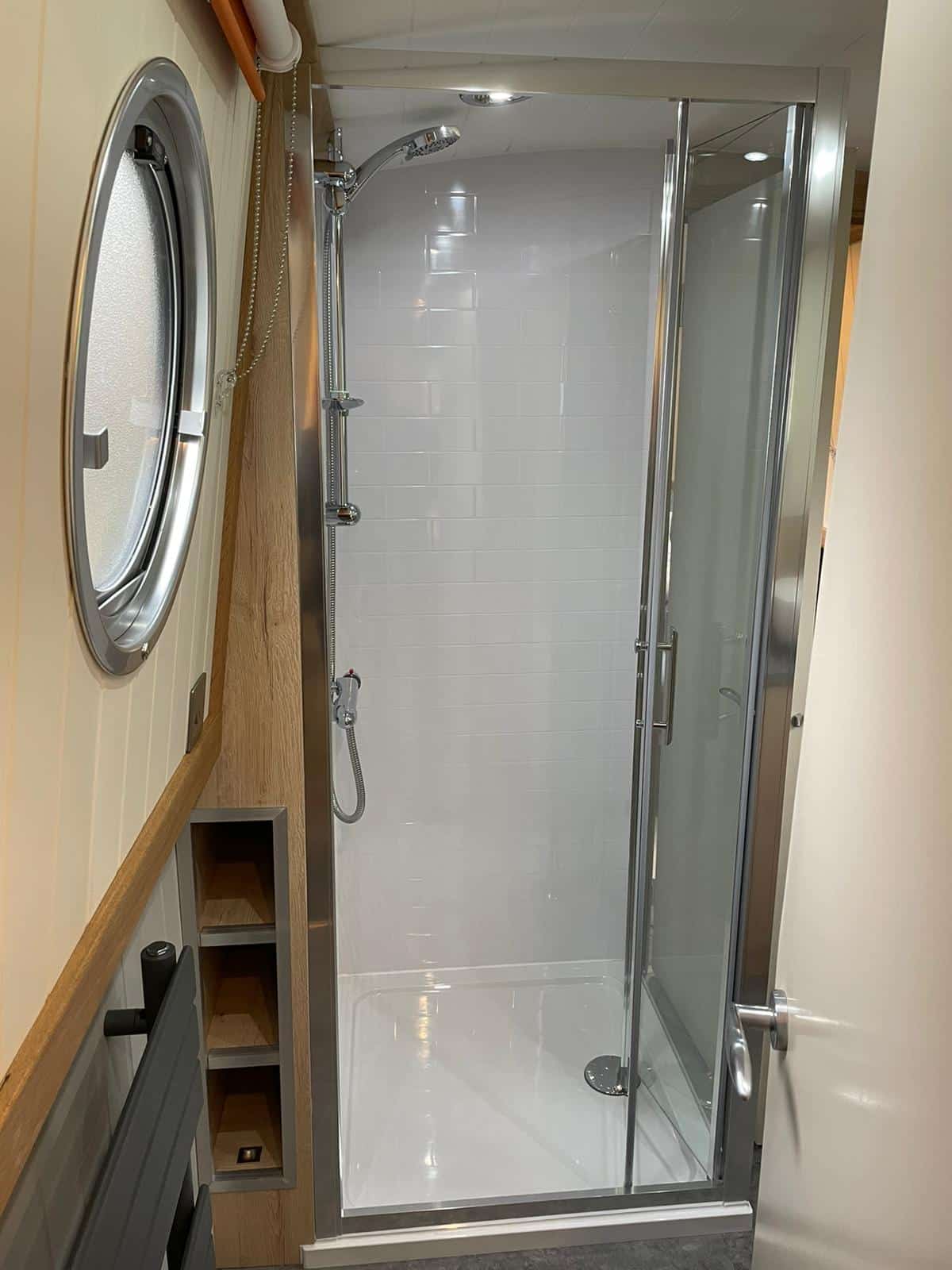 custom barge new boat build shower